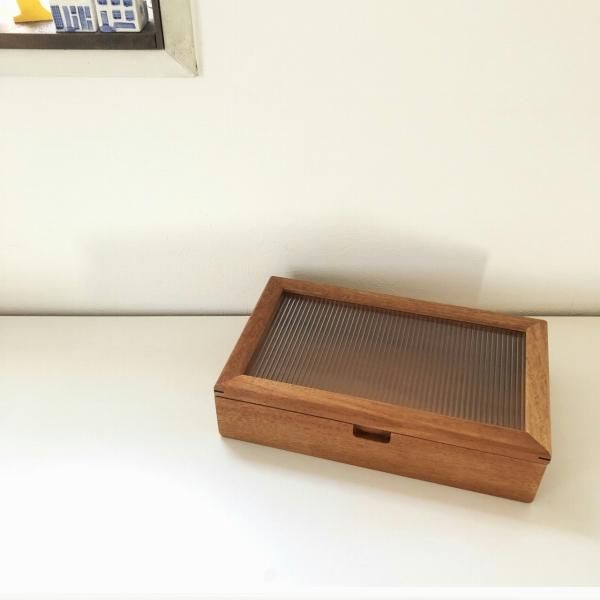 木製小物入れ／マホガニー・和ガラス調